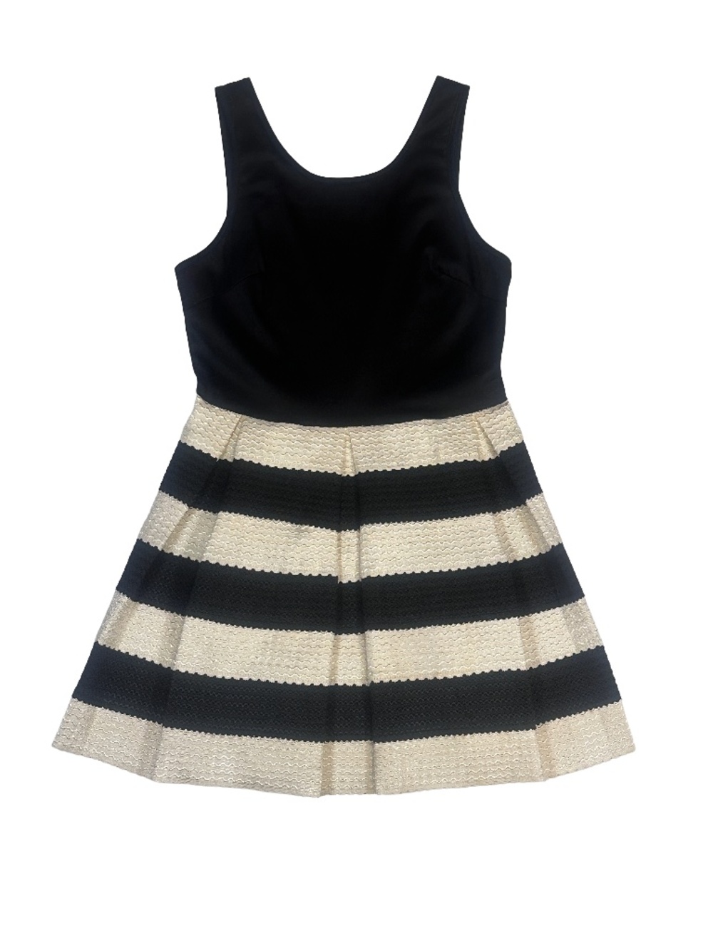 Latiste Black & Ivory Textured Fit & Flare Dress S